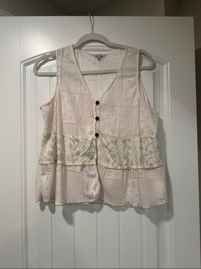 Boho Crochet Panel Sleeveless Top